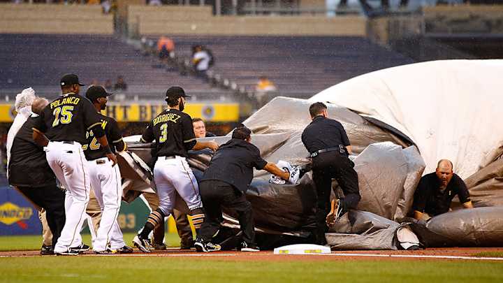 Pirates infield pays respects to groundskeeper swallowed by tarp Pirates infield pays respects to groundskeeper swallowed by tarp
