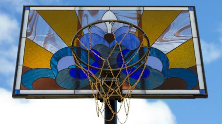 Dunk very carefully on these stained glass backboards Dunk very carefully on these stained glass backboards