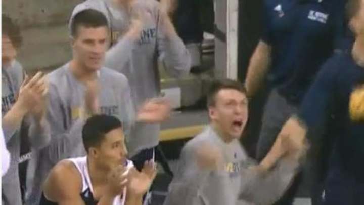 One UC Irvine bench player was pretty excited his team briefly led Louisville