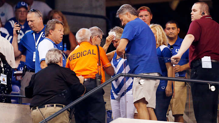 Three fans injured after bolt falls from roof at Colts vs. Bengals game