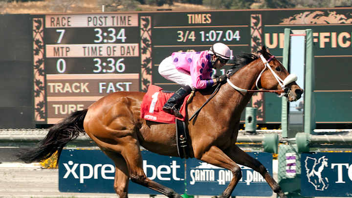 Get Happy Mister wins San Simeon Stakes at Santa Anita