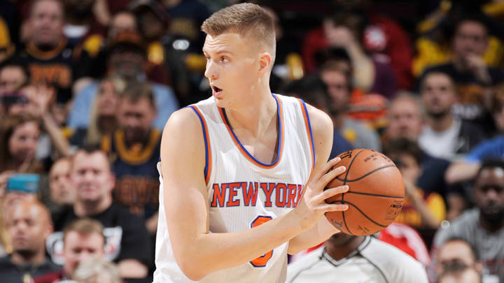Watch: Knicks’ Kristaps Porzingis with putback slam over Cavs’ Kevin Love