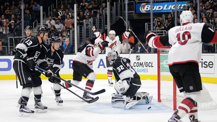 Max Domi scores in NHL debut, Coyotes beat Kings 4-1
