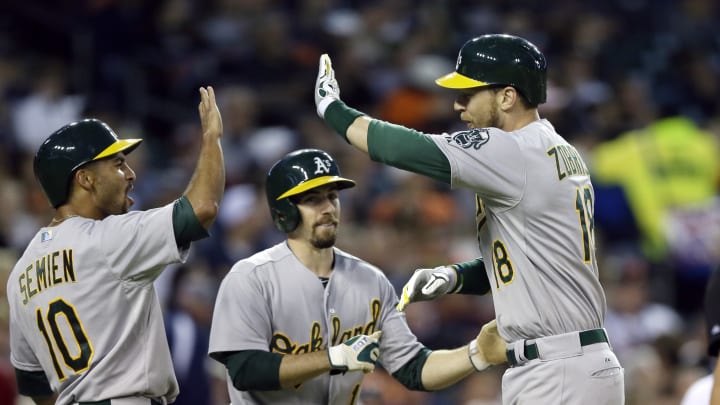 Zobrist's grand slam lifts A's to 5-3 win over Tigers