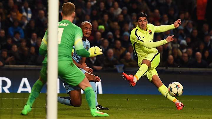 Watch: Luis Suarez scores twice in Barcelona's UCL clash with Man City