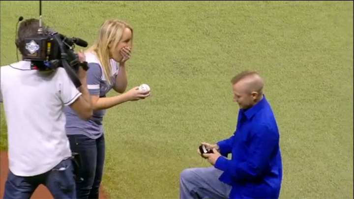 Man proposes at Rays game to domestic violence survivor he helped