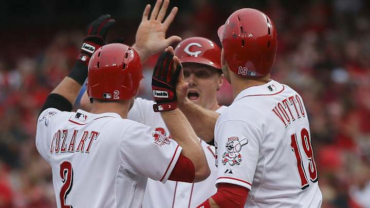 Reds' Joey Votto hits 3 homers, matches Johnny Bench