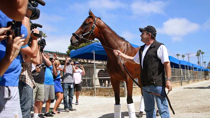 American Pharoah arrives at Del Mar for training