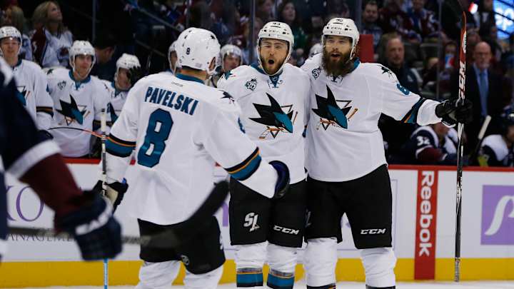 Burns scores twice, Sharks beat Avalanche, 4-3