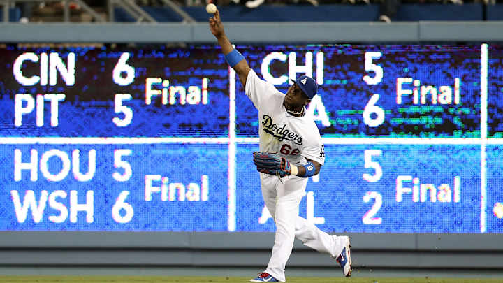 Yasiel Puig makes insane throw from rightfield to third base