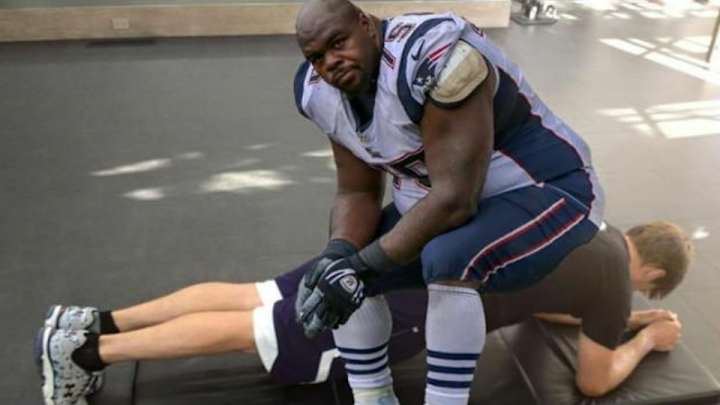 Vince Wilfork helps take Tom Brady's workout to the next level