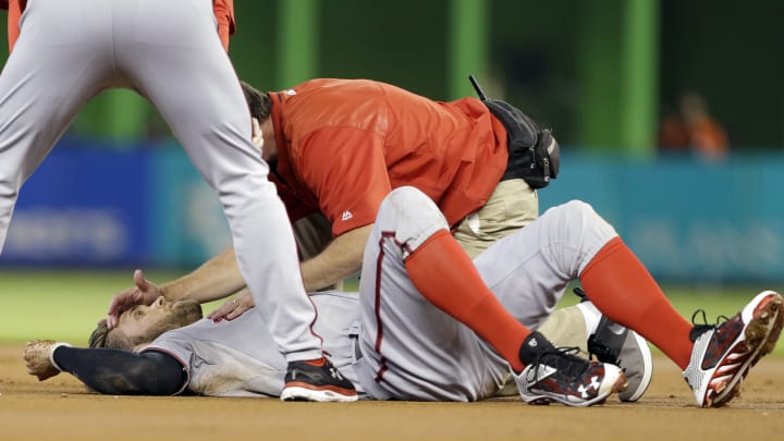 Nats' Bryce Harper leaves game after 1st-inning collision
