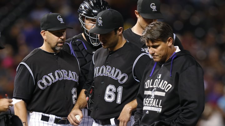 Rockies righty Hale leaves with groin injury Rockies righty Hale leaves with groin injury