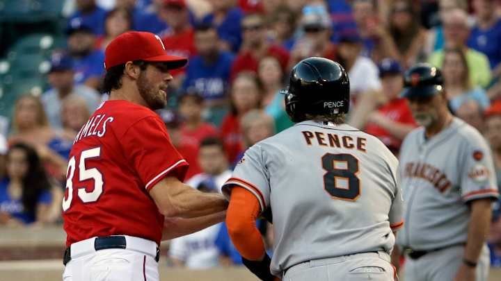 Giants win 9-7 in 11 innings to spoil Texas debut for Hamels Giants win 9-7 in 11 innings to spoil Texas debut for Hamels