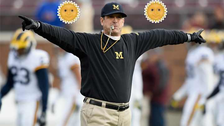 Jim Harbaugh offers weird thanks to Football Gods