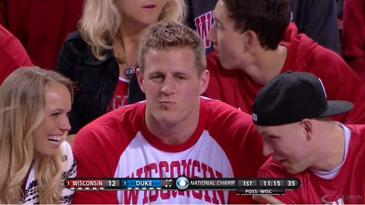 J.J. Watt, Caroline Wozniacki root on the Badgers in Indianapolis