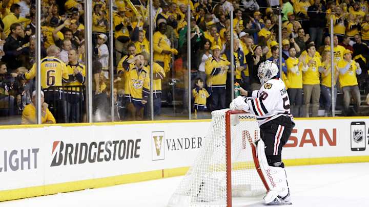 Predators beat Blackhawks 6-2, even series at 1 game each