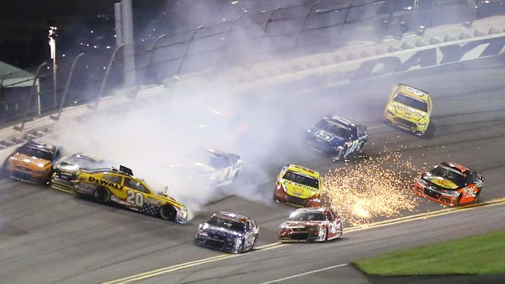 Earnhardt wins rain-delayed Daytona ahead of Dillon's crash