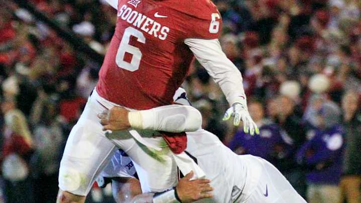 Oklahoma QB Mayfield works toward playing vs Oklahoma St