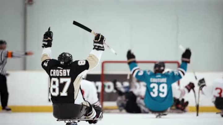 Watch: Sidney Crosby, Claude Giroux, other NHLers try playing sled hockey