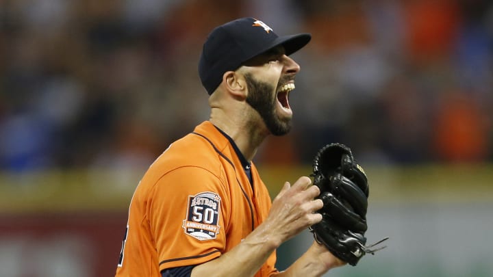 Fiers puts no-hitter on resume, a year after beaning Stanton