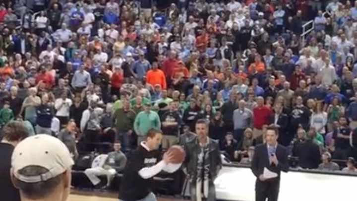 A fan had a spectacular miss of million-dollar half-court shot