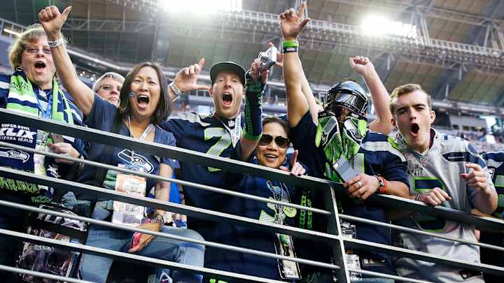 Seahawks fan sports 'Beer' jersey at Super Bowl concession stand