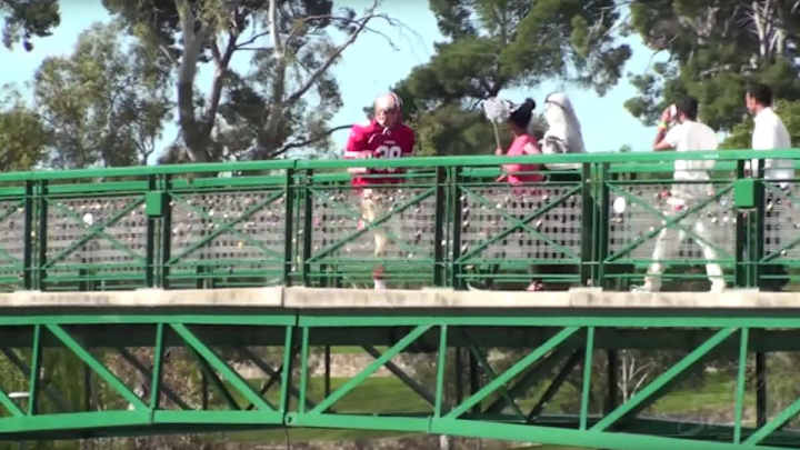 Watch fake Jarryd Hayne play football on the streets with Australians