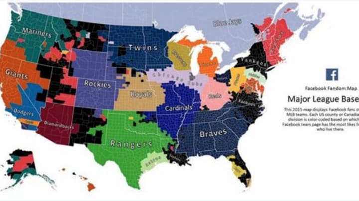 Facebook unveils 2015 MLB fandom map ahead of opening day Facebook unveils 2015 MLB fandom map ahead of opening day