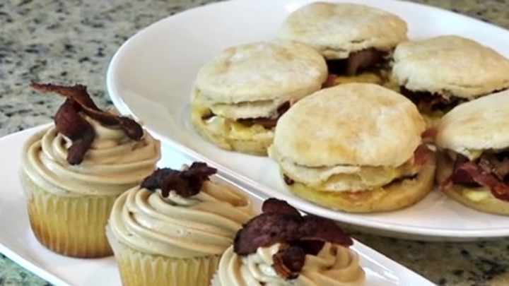 Andy's Tailgate Test Kitchen: Woo Pig Sooie Biscuits; Maple-Bacon Frosted Cupcakes