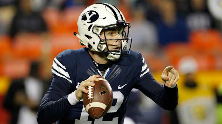 Watch: BYU calls timeout with Tanner Mangum missing from field
