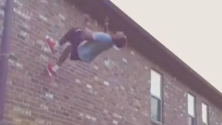 Watch: Recruit does Matrix-style flip off wall for catch Watch: Recruit does Matrix-style flip off wall for catch