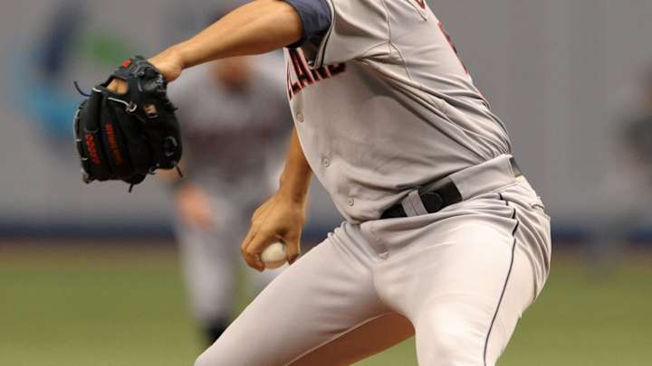Indians' Carrasco pitching perfect game thru 6 vs Rays