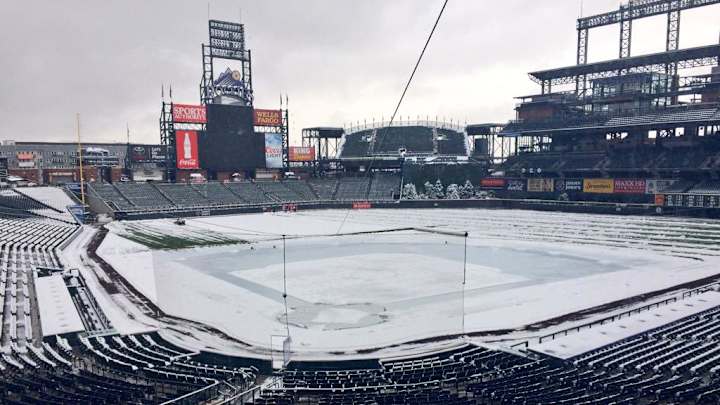 On May 10, Coors Field was covered in snow