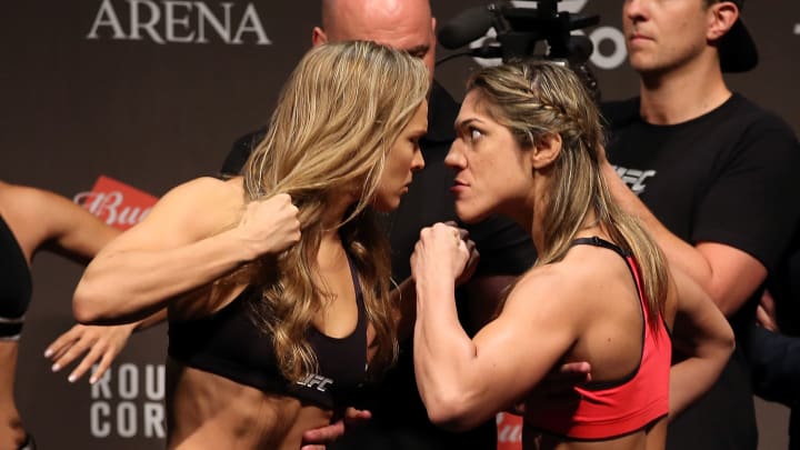 Watch: Ronda Rousey is not scared of Bethe Correia at UFC 190 weigh-ins