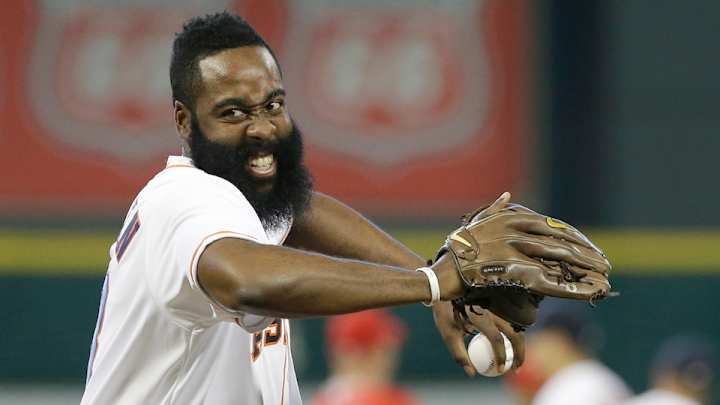Watch: James Harden throws out first pitch at Houston Astros game Watch: James Harden throws out first pitch at Houston Astros game