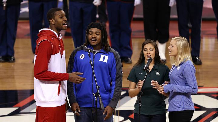 Watch: Students from Final Four schools sing national anthem