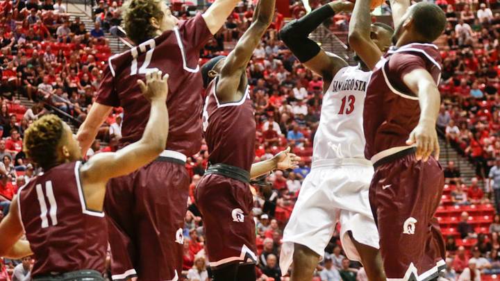 Hagins scores 14 as Little Rock stuns San Diego St. 49-43
