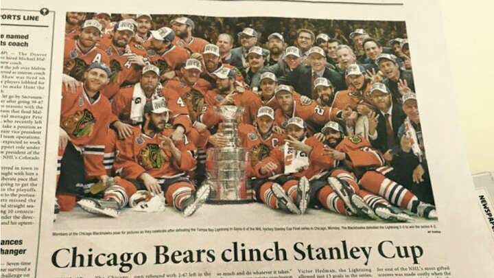 Korean newspaper congratulates Chicago Bears on winning Stanley Cup