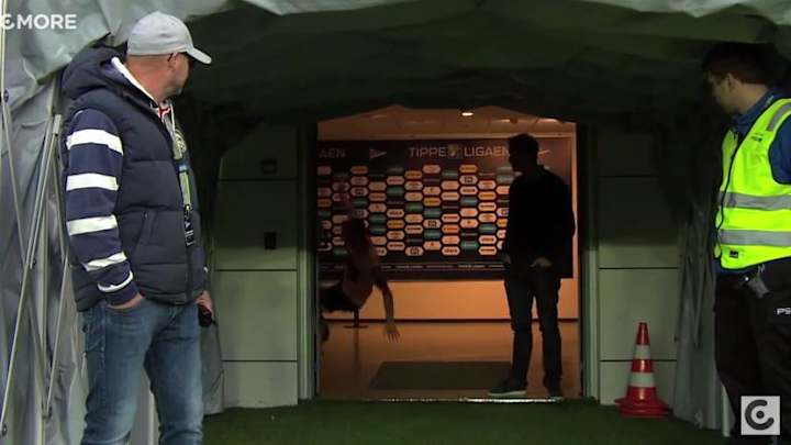 Norwegian soccer player wipes out while trying to show anger at red card