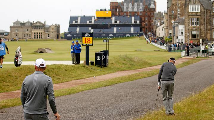 Ken Kisner tries a shot he hopes to avoid at British Open
