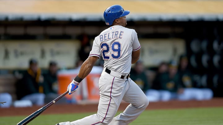 Rangers' Adrian Beltre hits home run while on one knee