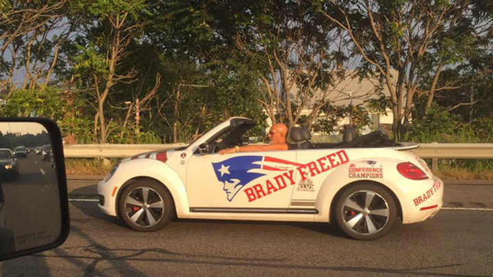 This Patriots fan is so happy about Tom Brady he bought a car decal