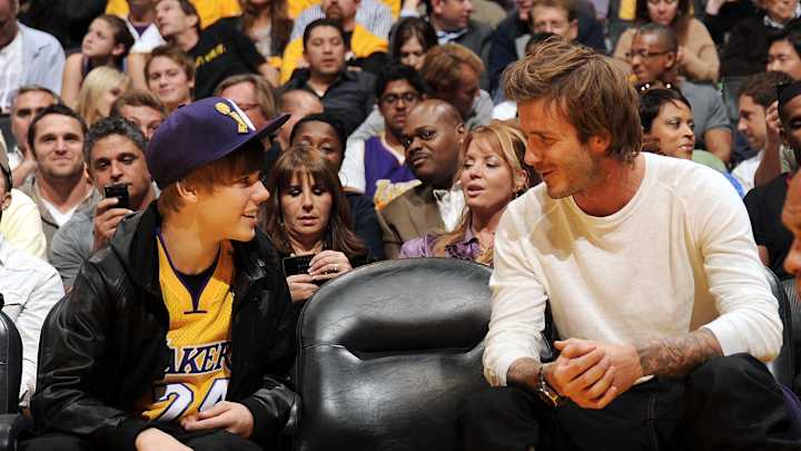 Athletes with Justin Bieber