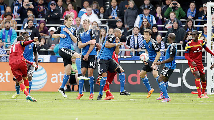 Javier Morales scores goal against San Jose in Real Salt Lake's victory Javier Morales scores goal against San Jose in Real Salt Lake's victory