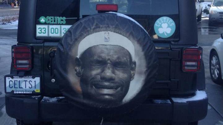 Celtics fan shows his dislike for LeBron James with his car