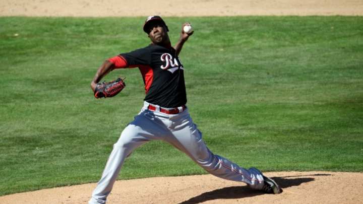 Reds reliever Aroldis Chapman carted off field after taking liner to face Reds reliever Aroldis Chapman carted off field after taking liner to face