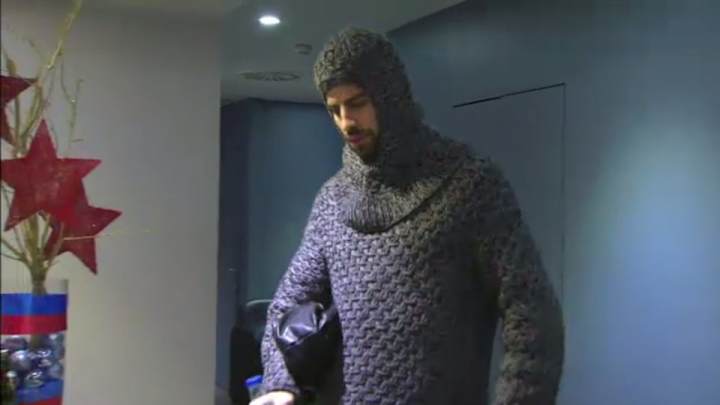 Barcelona defender Gerard Pique wore some weird wool armor