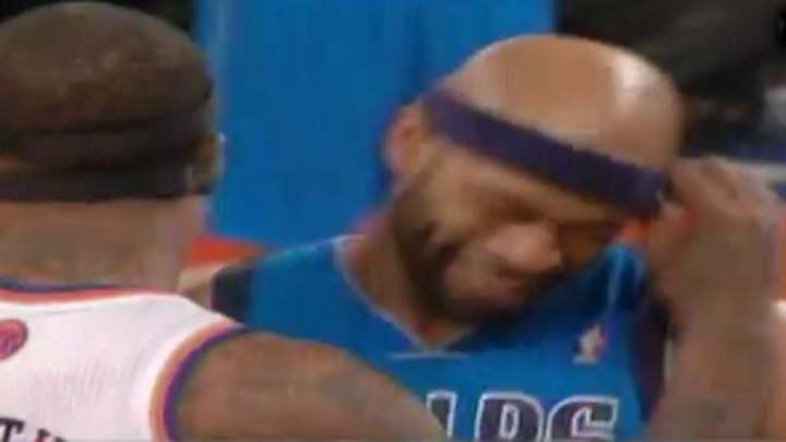 Video: J.R. Smith messes with Vince Carter's headband during a game Video: J.R. Smith messes with Vince Carter's headband during a game