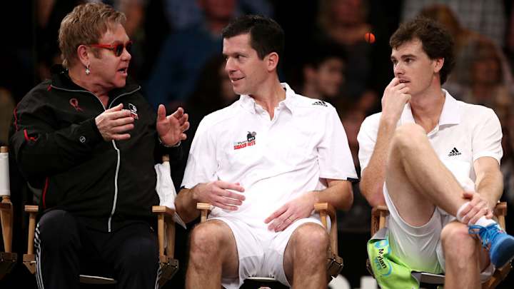 WATCH: Elton John fell out of a chair at a tennis match WATCH: Elton John fell out of a chair at a tennis match